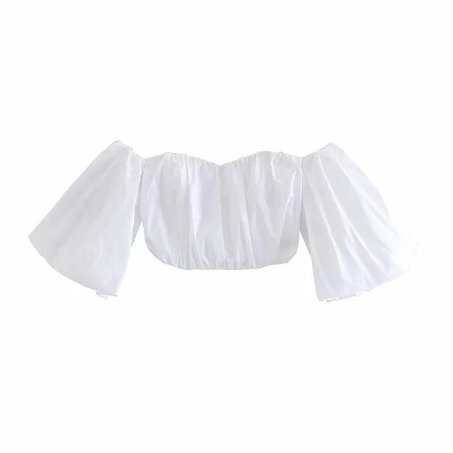 Short Shirt With One line Neck Tube Top White - Shop at LoveMi