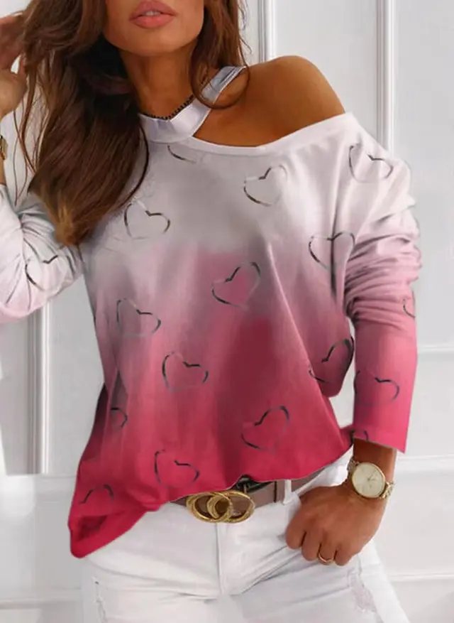 Off The Shoulder Sexy Tie Dye Long Sleeved Top Red - Shop at LoveMi
