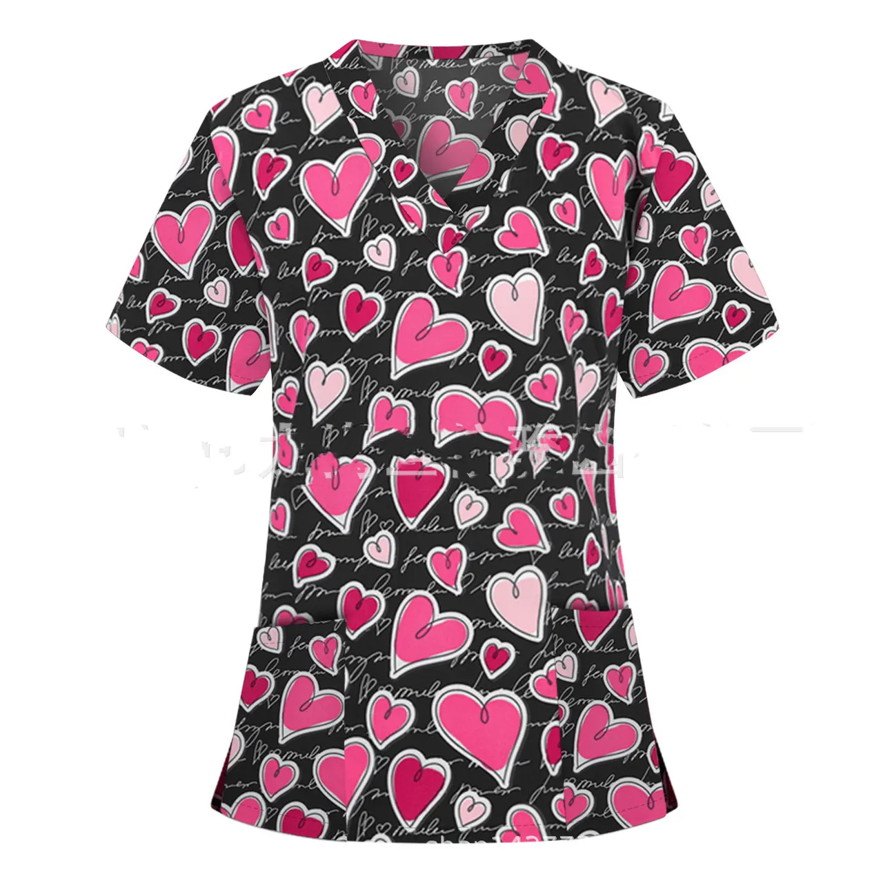 Pocket v-Neck Short-Sleeved t-Shirt Nurse Uniform - 1