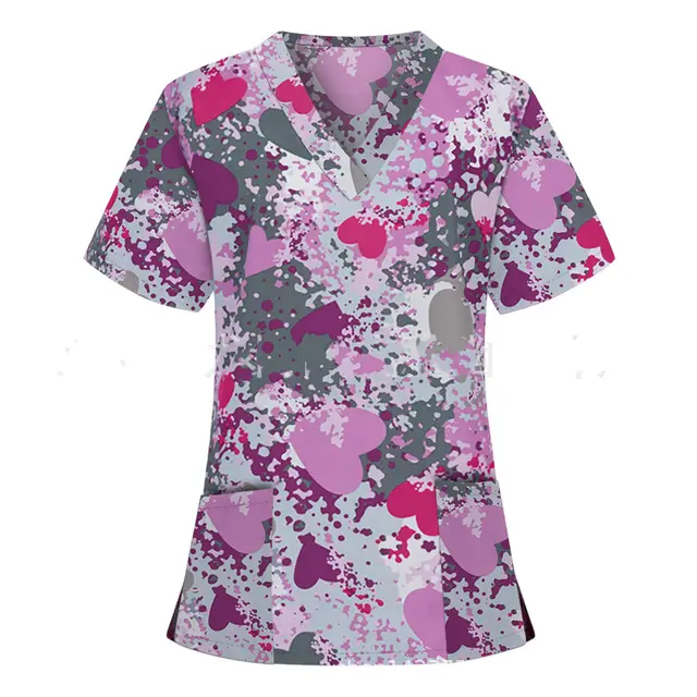 Pocket v Neck Short Sleeved t Shirt Nurse Uniform 2 - Shop at LoveMi