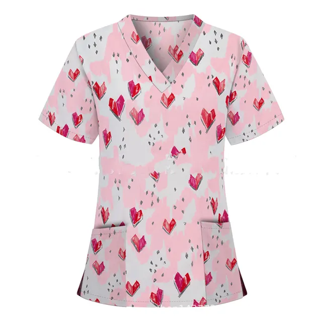Pocket v Neck Short Sleeved t Shirt Nurse Uniform 5 - Shop at LoveMi