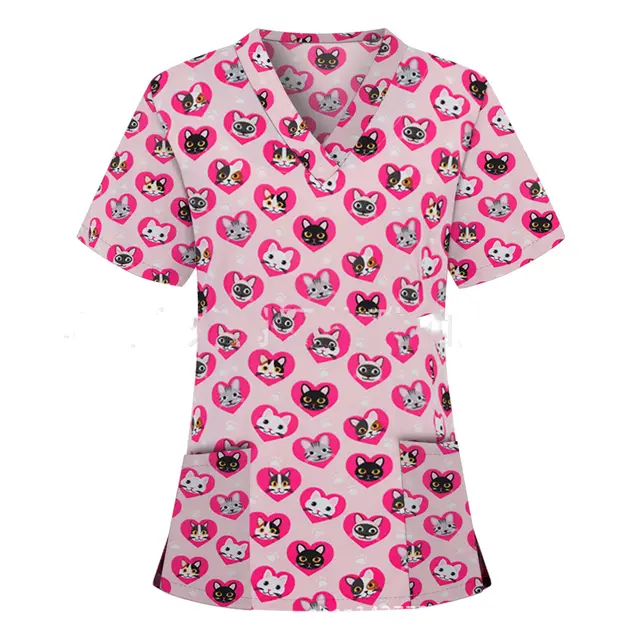 Pocket v Neck Short Sleeved t Shirt Nurse Uniform 6 - Shop at LoveMi