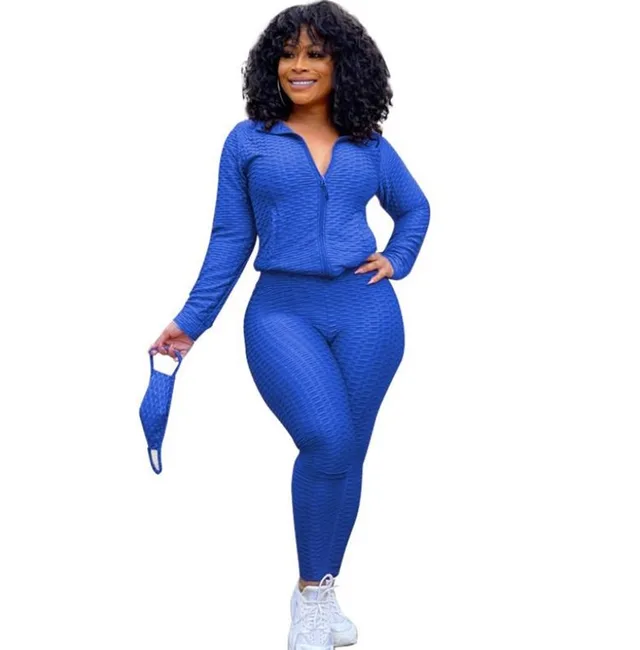New Autumn winter Collar Er Fce Two piece Yoga Pa Blue - Shop at LoveMi