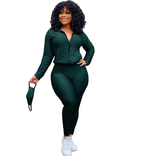 New Autumn winter Collar Er Fce Two piece Yoga Pa Dark Green - Shop at LoveMi