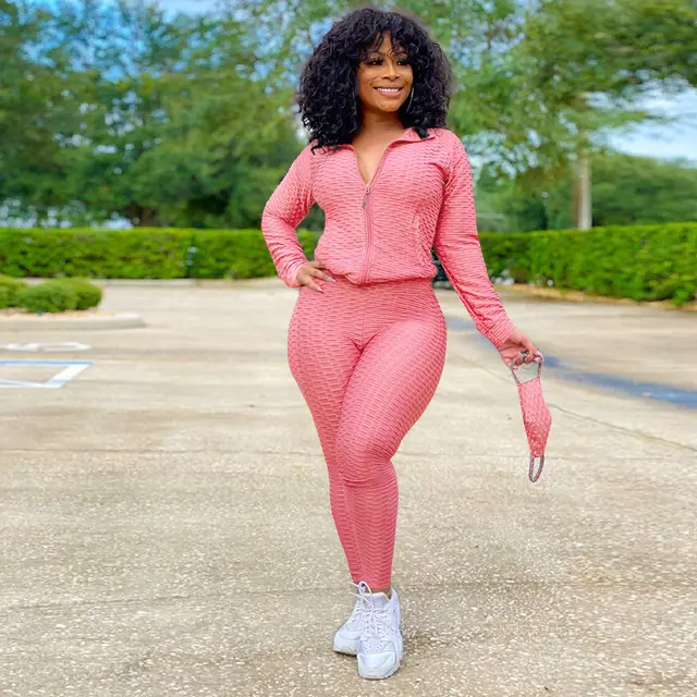 New Autumn winter Collar Er Fce Two piece Yoga Pa Pink - Shop at LoveMi
