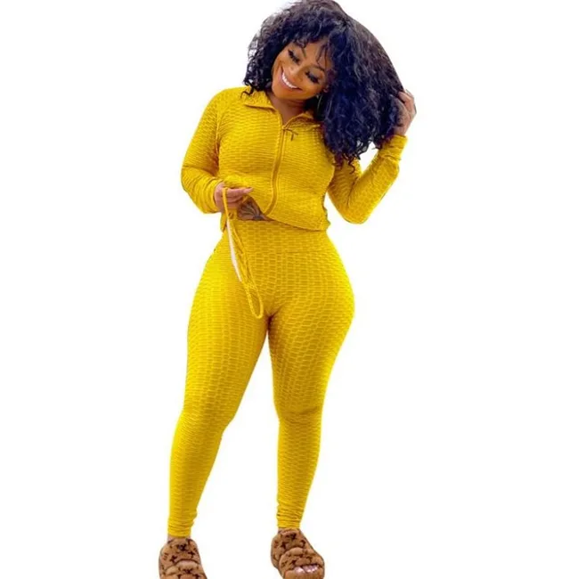 New Autumn winter Collar Er Fce Two piece Yoga Pa Yellow - Shop at LoveMi