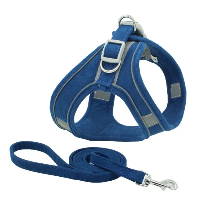 Suede Reflective Pet Chest Harness Vest Navy Blue - Shop at LoveMi