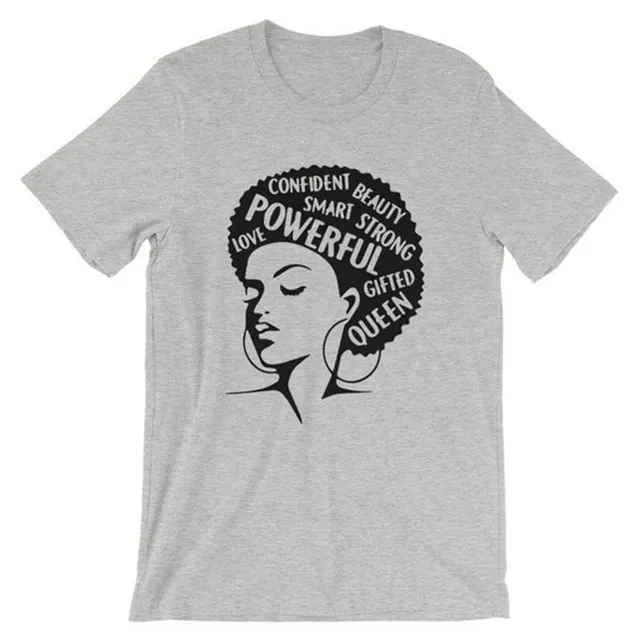 Ladies Head Print Short Sleeved Loose Casual Women's Top Grey - Shop at LoveMi