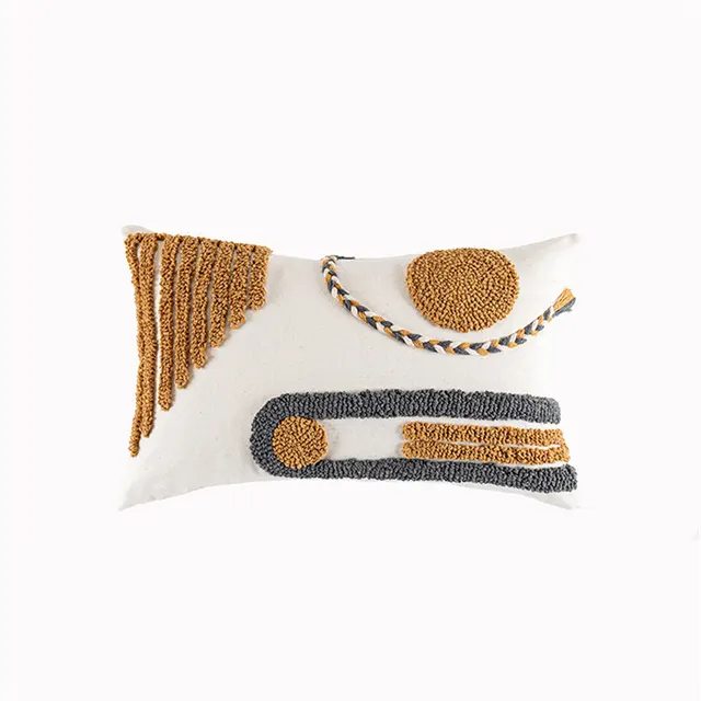 Indian Hand tufted Cushion Cover, Ethnic Style Braid Loop Velvet Throw Pillow - Shop at LoveMi