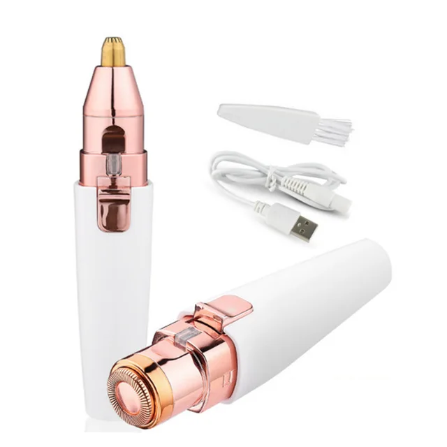USB Charging Lipstick Shaver 2 In 1 Mini Electric Eyebrow Trimmer Facial Shaver Hair Removal Instrument Usb - Shop at LoveMi