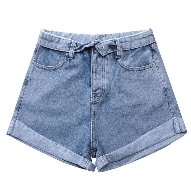 High waisted Irregular High waisted Light colored Denim Shorts Blue - Shop at LoveMi