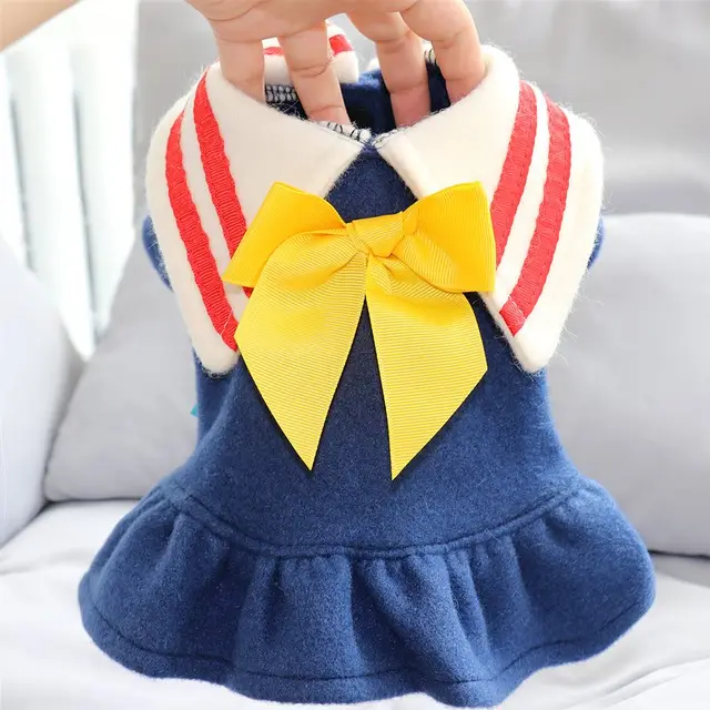 Autumn And Winter Dress Pet Princess Dress Teddy Bichon Schnauzer Yorkshire Dog Small Dog Clothes Blue - Shop at LoveMi
