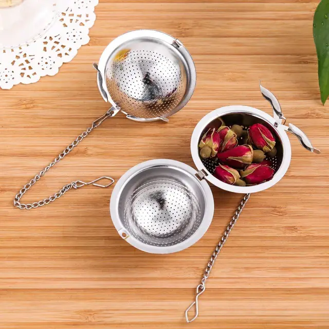 Modern Minimalist Stainless Steel Tea Ball Chain Tea Drain Office Round Spherical Tea Filter - Shop at LoveMi