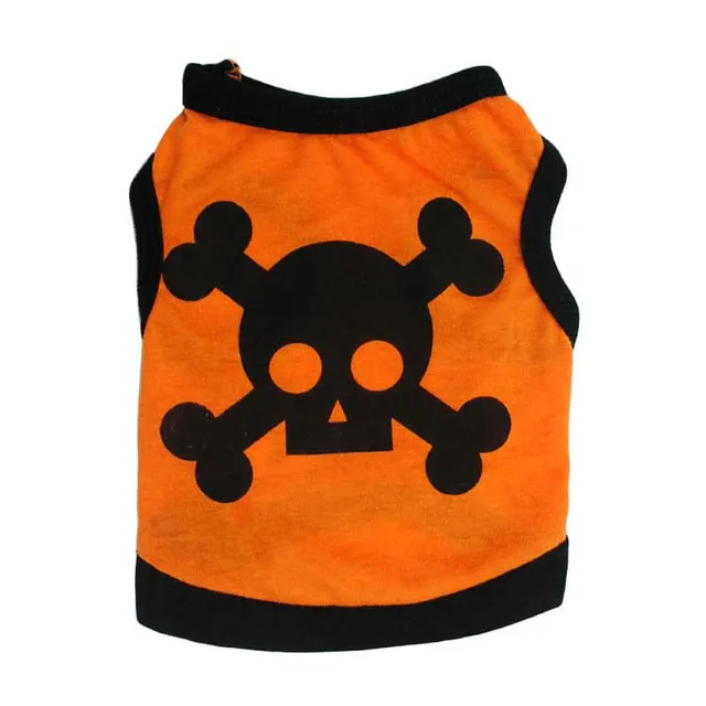 Spring And Summer Cotton Light Purple Printed Skull Vest Pet Dog Clothing Orange - Shop at LoveMi