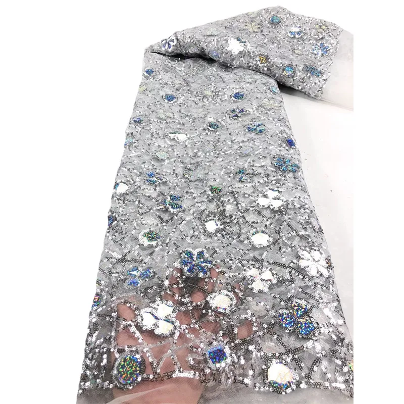 New Style Mesh Lace Fabric Sequin Embroidered Fabric Womens Color Fashion - 3 Color