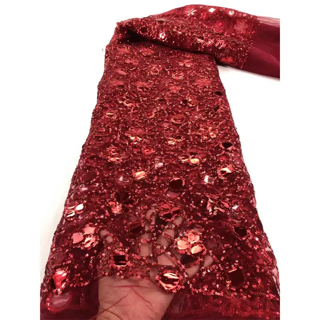 New Style Mesh Lace Fabric Sequin Embroidered Fabric Womens Color Fashion 5 Color - Shop at LoveMi