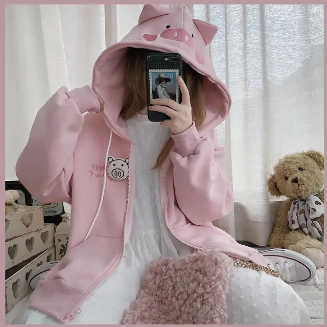 Korean Style Plus Fleece Sweater Pink - Shop at LoveMi
