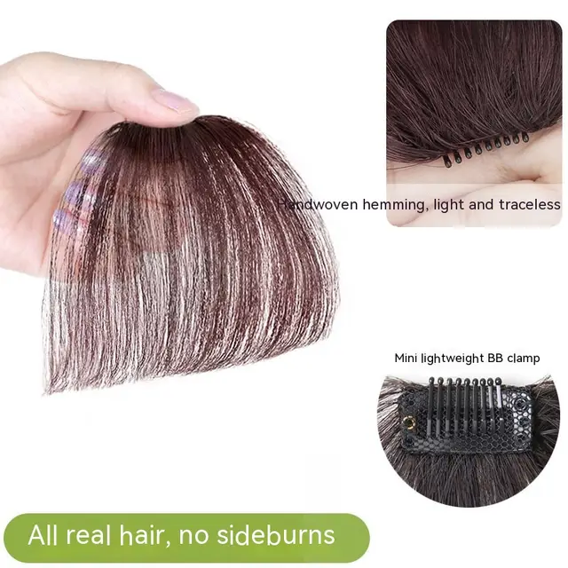 Fake Bangs, Natural Invisible Face Repair, Hand Knitted Bangs Dark Brown Without Sideburns - Shop at LoveMi