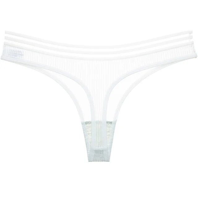 Transparent Striped Hollow Low waist Women's Briefs White - Shop at LoveMi