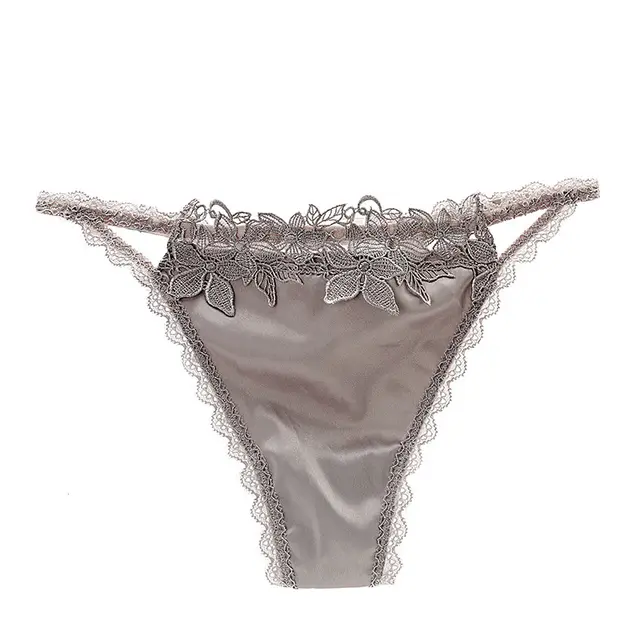 Ladies Thongs Cotton Crotch Lace Trim Thongs Light Coffee - Shop at LoveMi