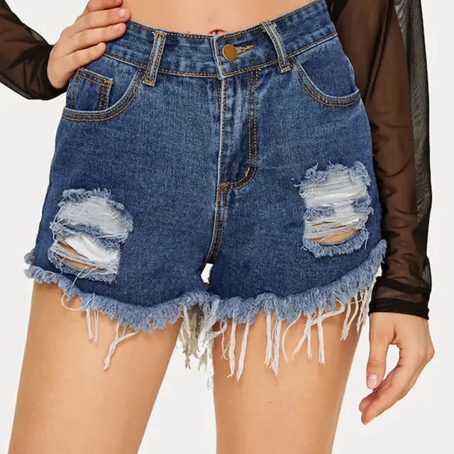 Fashion Nostalgic Ripped Denim Shorts Are Thin And Versatile Blue - Shop at LoveMi