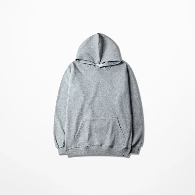Street Simple Loose Solid Color Plus Fleece Hooded Sweater Coat Grey - Shop at LoveMi