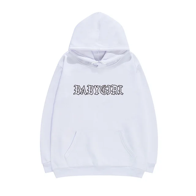 Baby Girl Letter Print Hooded SweaterWomen Loose Super Fire Cec Trend White - Shop at LoveMi