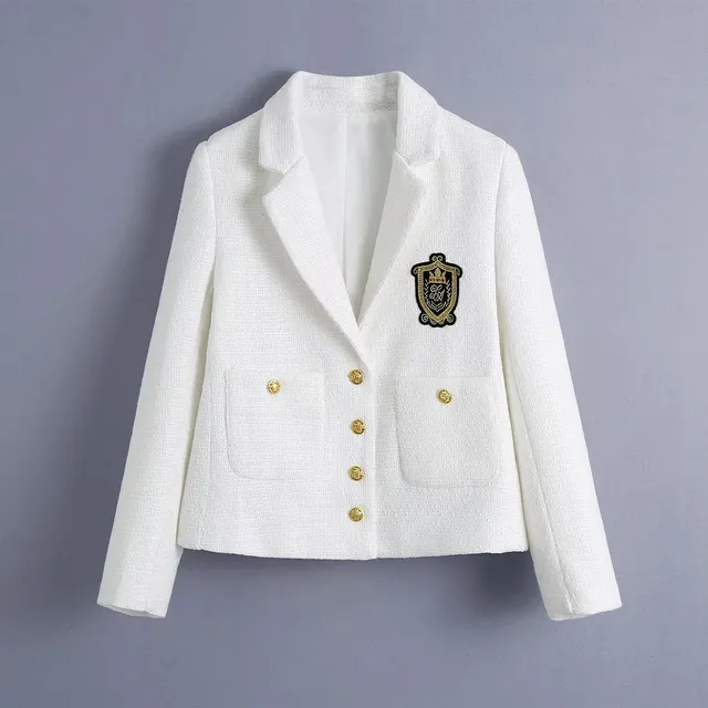 Single Breasted Slim Slim White Casual Blazer With Pockets White - Shop at LoveMi