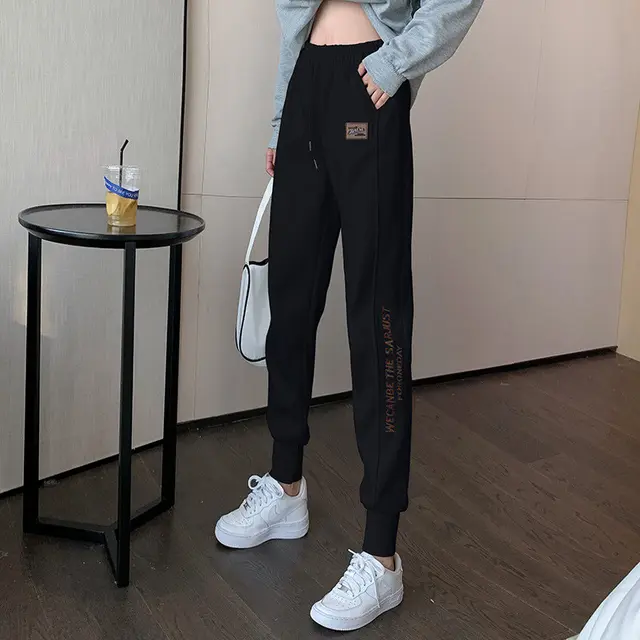 White Casual Pants Sports Pants Women's Spring and Autumn Beam Guard Pants Black - Shop at LoveMi