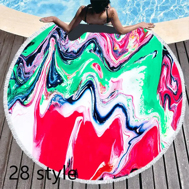 Round Printed Beach Towel Microfiber Bath Towel 28 Style - Shop at LoveMi