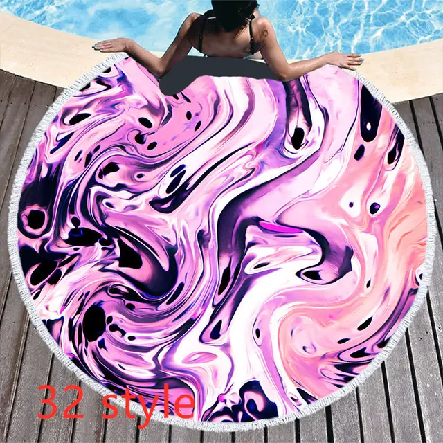 Round Printed Beach Towel Microfiber Bath Towel 32 Style - Shop at LoveMi