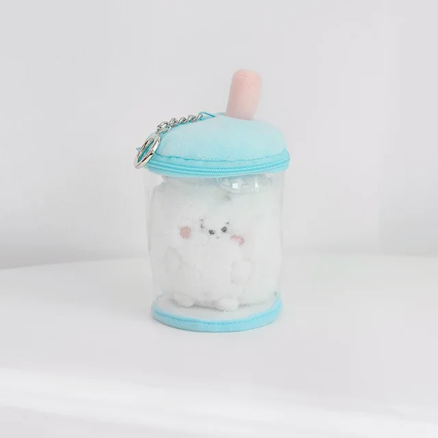 Small Animal Milk Tea Cup Built In Plush Doll Pendant White - Shop at LoveMi