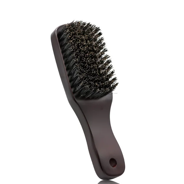 Men's Beard Comb Pig Temple Hair Wooden Handle Long Handle Portable Hairdressing Tool Brown - Shop at LoveMi