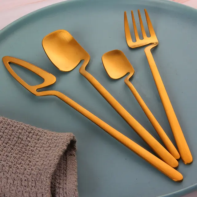 Creative Stainless Steel Dessert Knife, Fork And Spoon Gold - Shop at LoveMi