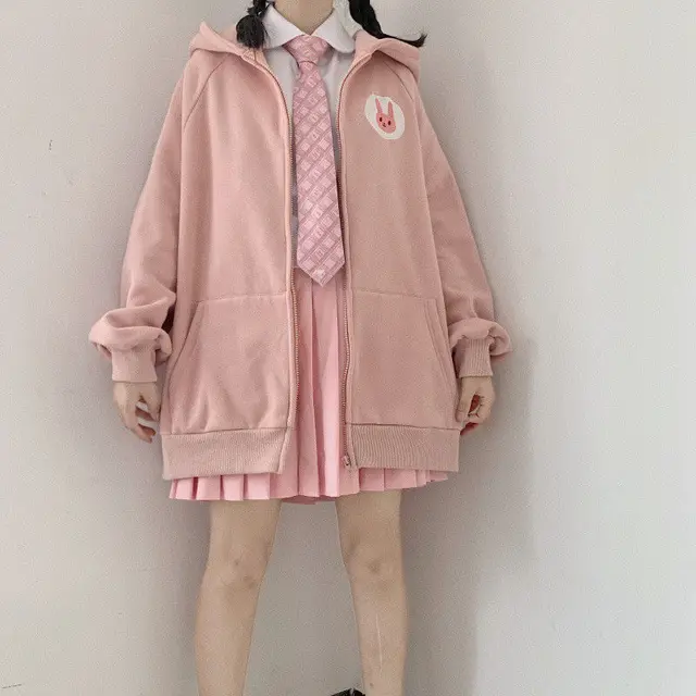 Plus Velvet Thick Soft Girl Long Sleeved Jk Sweater Girl Pink - Shop at LoveMi