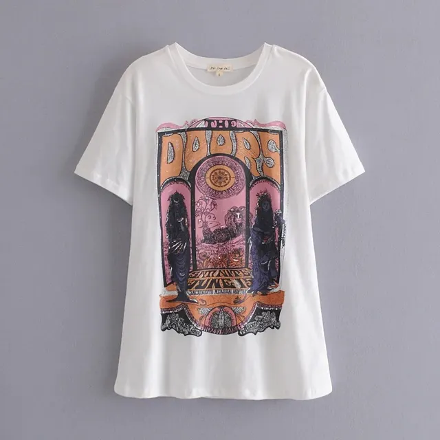 Retro Loose Statue Print Large Version Short Sleeved T Shirt Women Summer New Style White - Shop at LoveMi