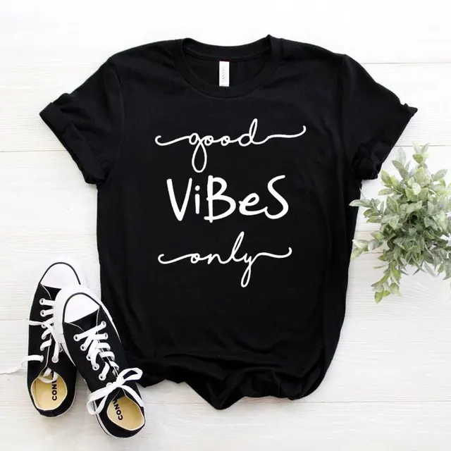 Good Vibes Only Printed Cotton T Shirt Black - Shop at LoveMi