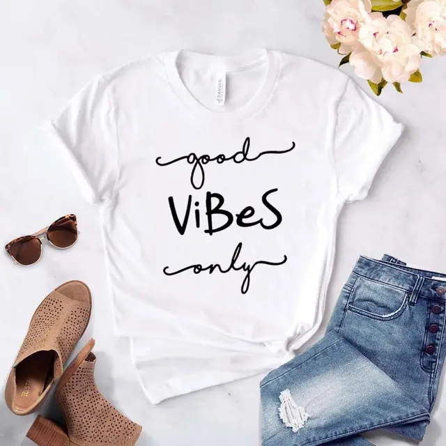 Good Vibes Only Printed Cotton T Shirt White - Shop at LoveMi