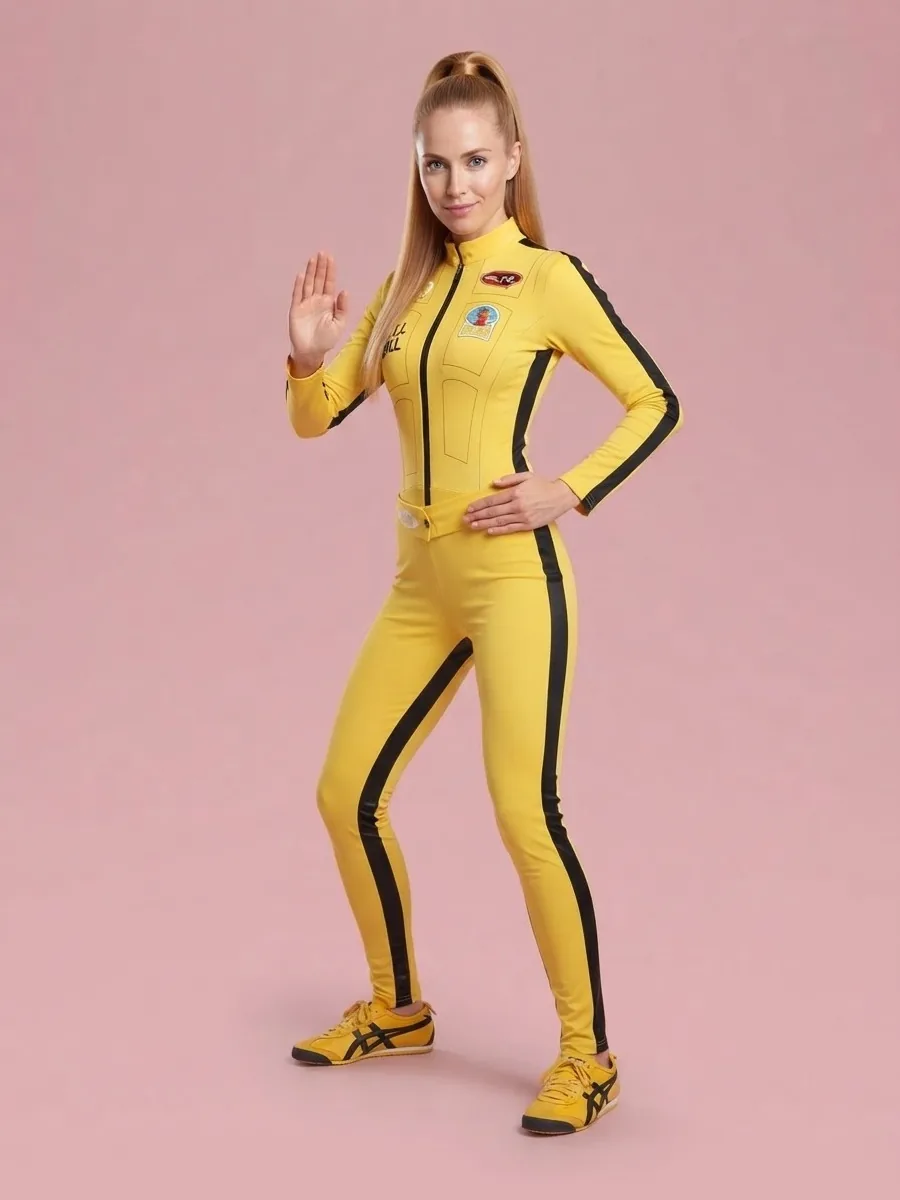 Kill Bill Costume for Women, Fitted Yellow Jumpsuit - Yellow