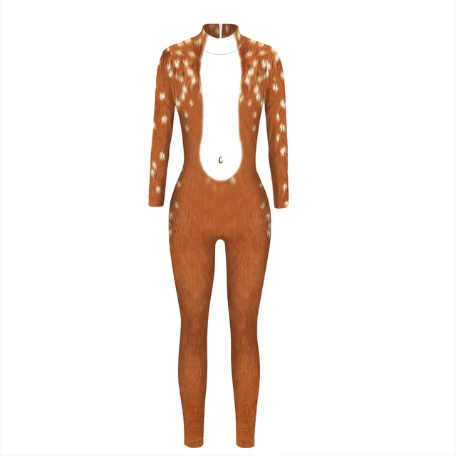 Digital Printing Creative Performance Cosplay Costume Jumpsuit Brown - Shop at LoveMi