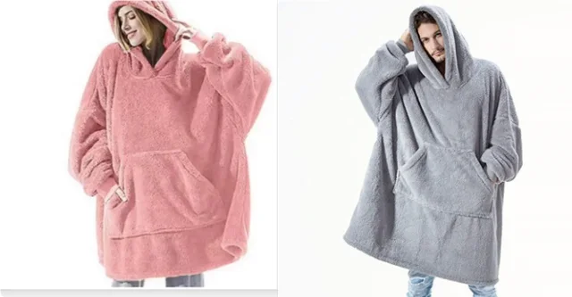 Hoodie Sweatshirt With Big Pocket Tops Sweater Comfortable Loose Double Sided Fleece Thicker Wearable Blanket Set15 - Shop at LoveMi