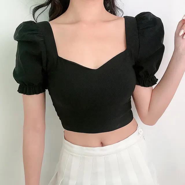 Women's Short Solid Color Short Sleeved T Shirt Black - Shop at LoveMi