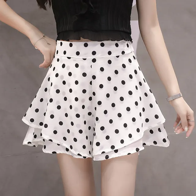 Casual Shorts High Waist Polka Dot Skirt White - Shop at LoveMi