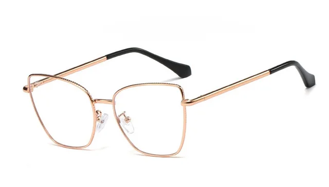 Lrregular Metal Flat Mirror Literary Big Anti blue Light Glasses Frame Rose Gold - Shop at LoveMi