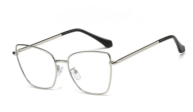 Lrregular Metal Flat Mirror Literary Big Anti blue Light Glasses Frame Silver - Shop at LoveMi