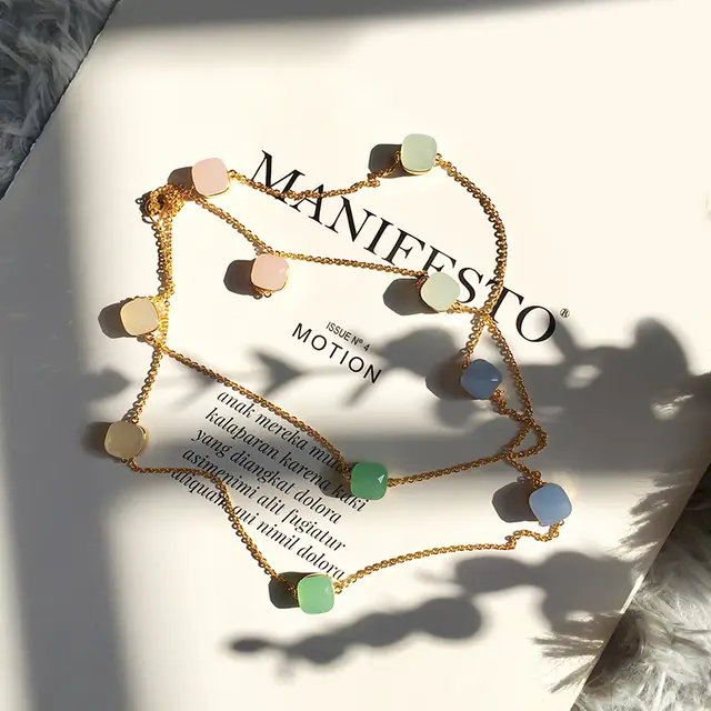 Jewel Style Colored Crystal Sweater Chain New Long Necklace - Shop at LoveMi