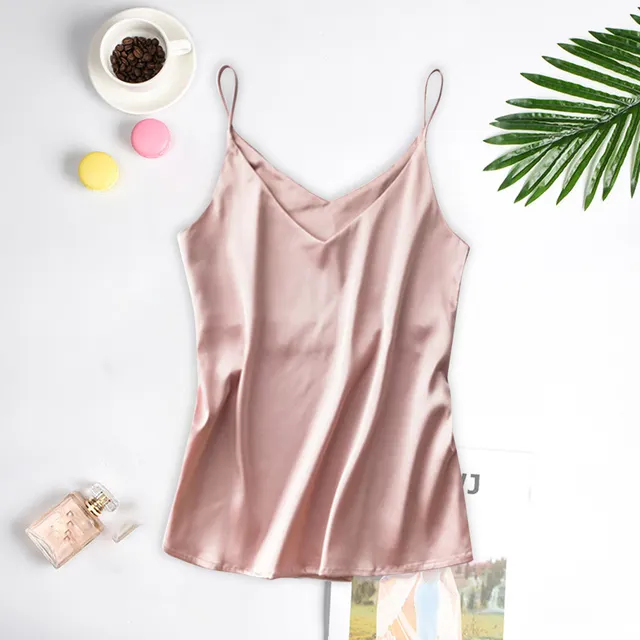 New Deep V Backless Goddess Slim Silk Sexy Sling Pink - Shop at LoveMi