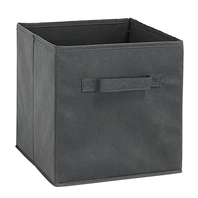 Solid Color Lid Storage Box Wardrobe Storage Box Fabric Toy Storage Box Drawer Box Sundries Basket 27 27 28 Dark Grey - Shop at LoveMi