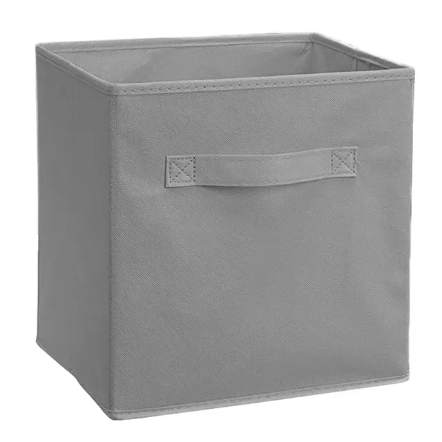 Solid Color Lid Storage Box Wardrobe Storage Box Fabric Toy Storage Box Drawer Box Sundries Basket 27 27 28 Grey - Shop at LoveMi