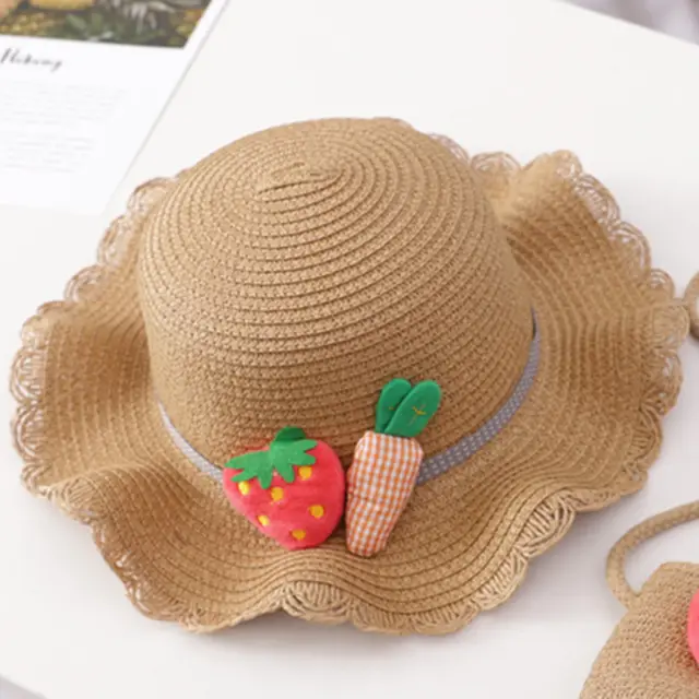 Summer Baby Flower Breathable Hat Straw Hat With Handbag Bags - Shop at LoveMi